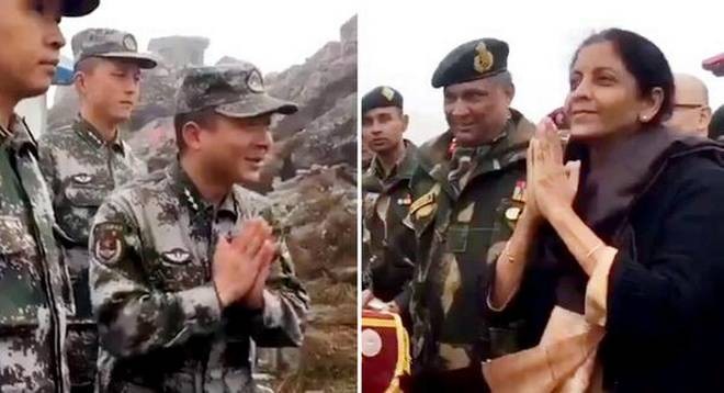 Nirmala Sitharaman Teaches ‘Namaste’ To PLA Soldiers In Nathu La In Sikkim