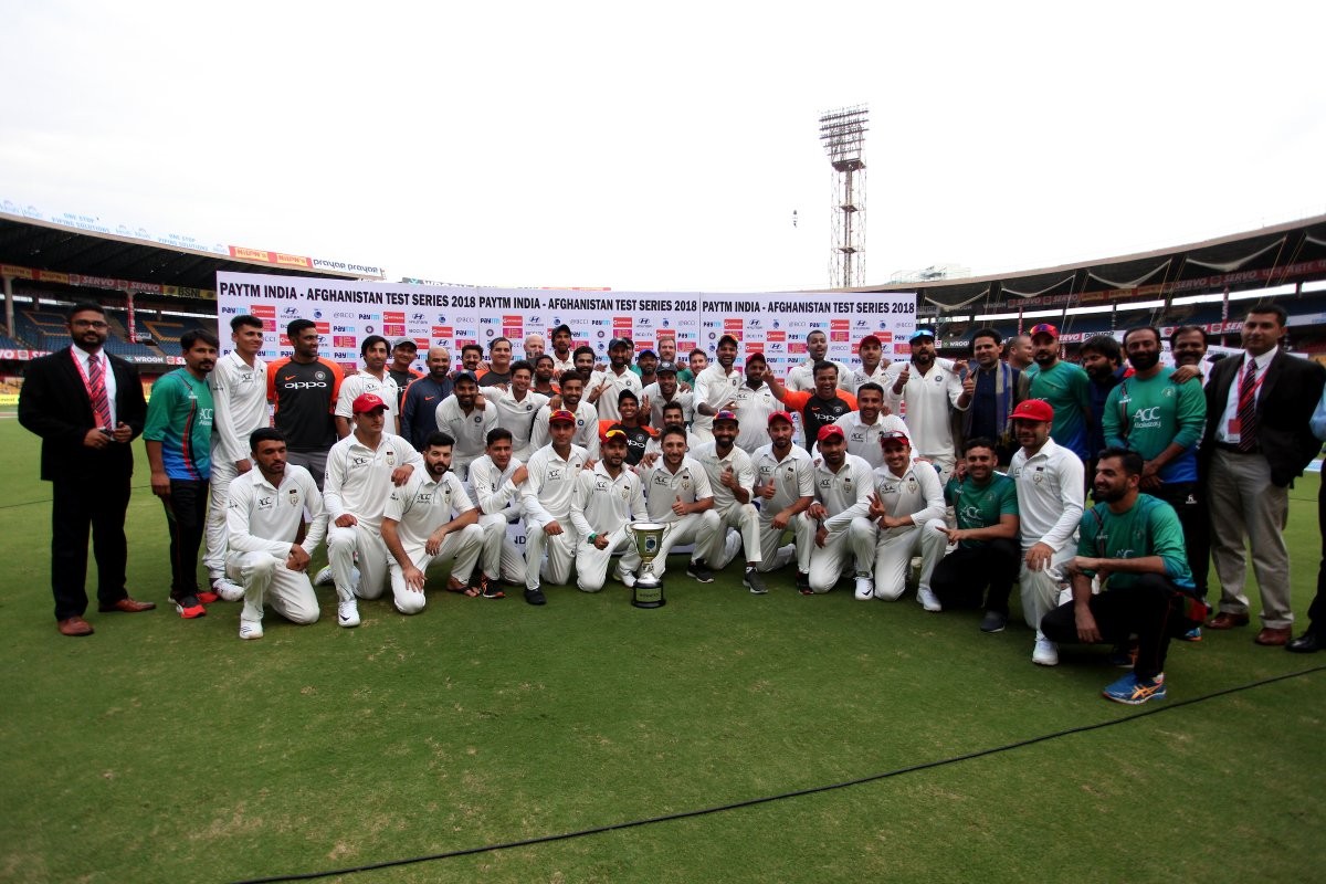 Rahane wins hearts by asking Afghani players to pose with the match trophy