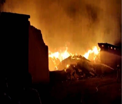 Fire still raging at handloom godown in Telangana