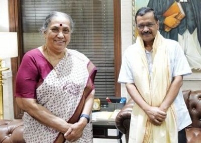 Vice President candidate Margaret Alva meets Kejriwal