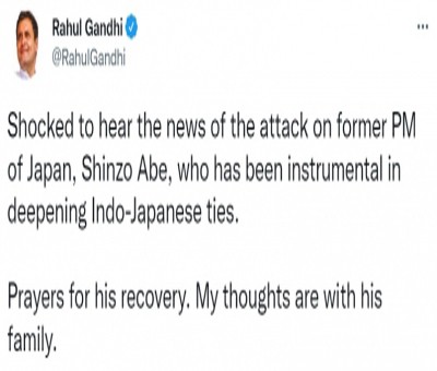 'Shocked' over attack on Ex-Japan PM Abe: Rahul Gandhi