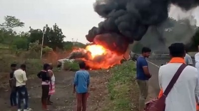 7 charred to death as bus catches fire after collision in K'taka