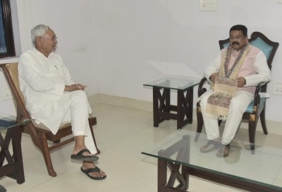 Union minister Dharmendra Pradhan meets Nitish Kumar in Patna