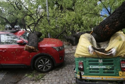 Squally winds, rains lash Delhi-NCR; cause traffic jams, uproot trees