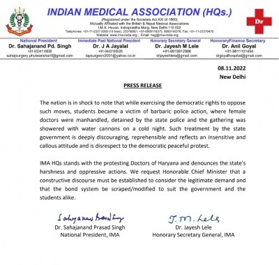 IMA extends support to MBBS students protesting against bond system in Haryana