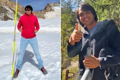 Neeraj Chopra celebrates successful season with his javelin in Switzerland