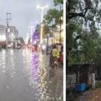 భారీ వర్షానికి రోడ్డు జలమయం